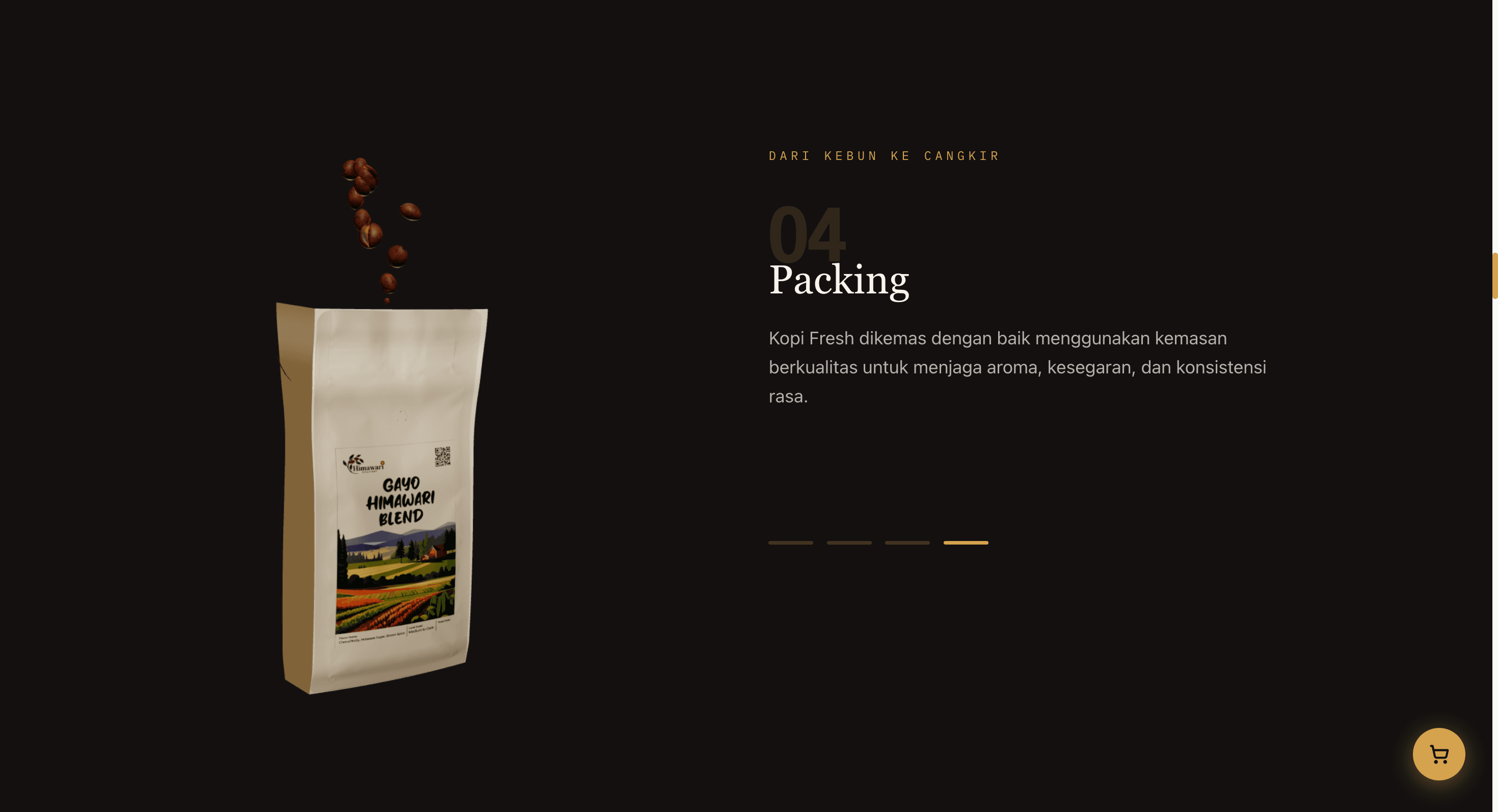 Visual 3D proses packing di halaman produk